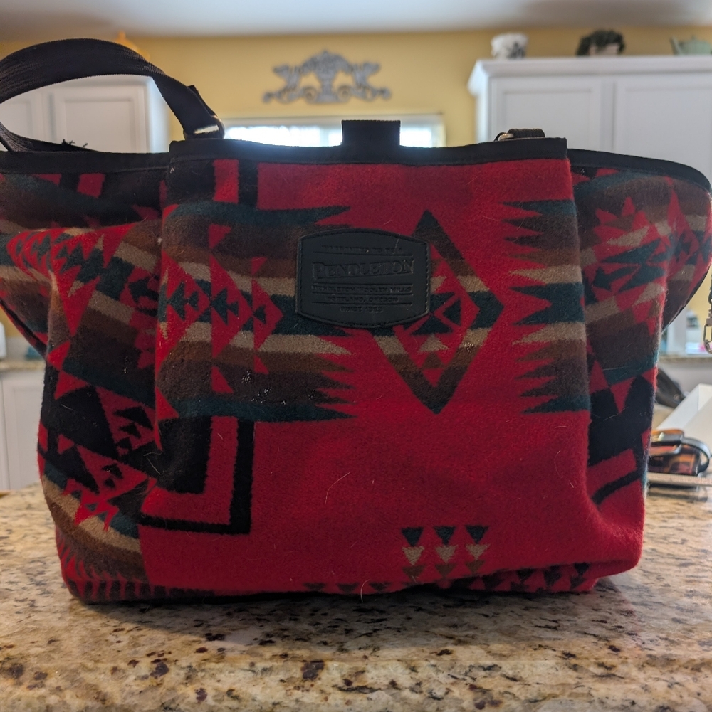 Pendleton Red and Black Geometric Tote